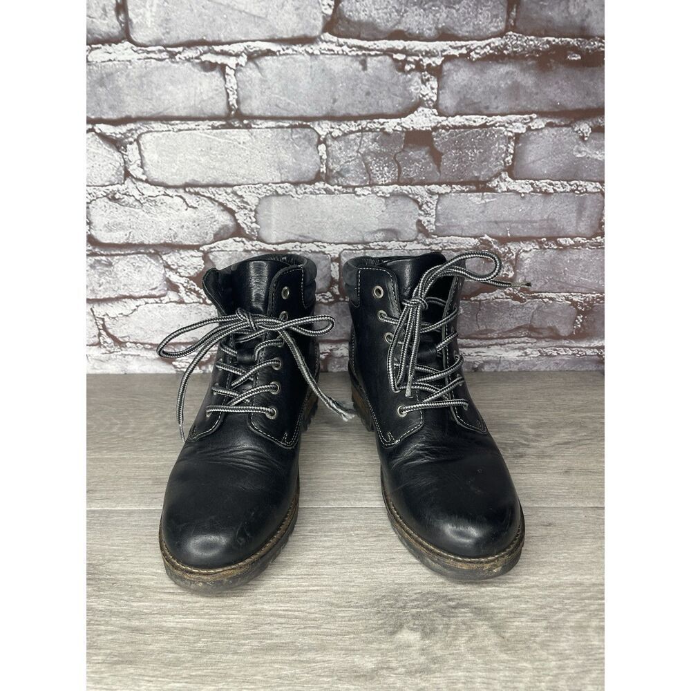 TAOS Footwear Black Leather Lace Up Ankle Combat Boots Women Sz 7.5M US/38EU - Picture 11 of 16